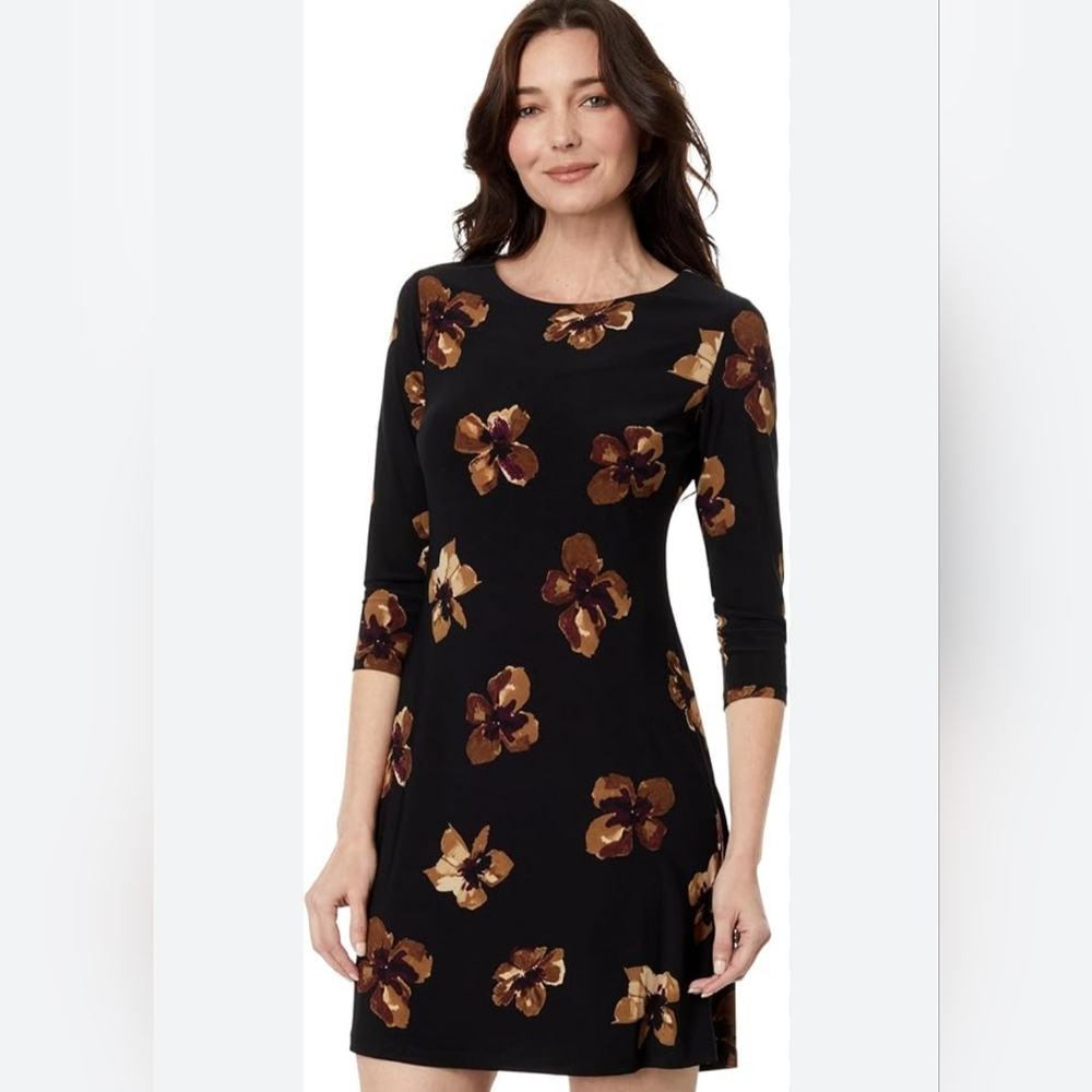 Tommy Hilfiger Printed‎ Jersey Bell Sleeve A-Line Dress Black Size 2